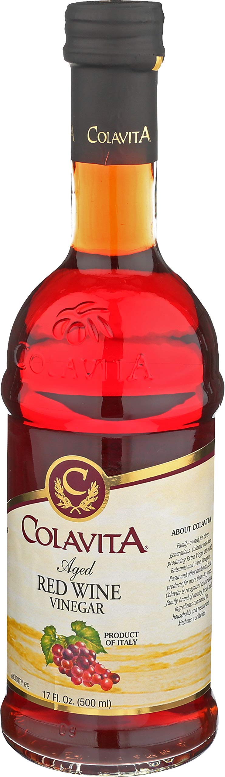 COLAVITA Aged Red Wine Vinegar, 17 Fl Oz, Pack of 12, Red Wine Vinegar