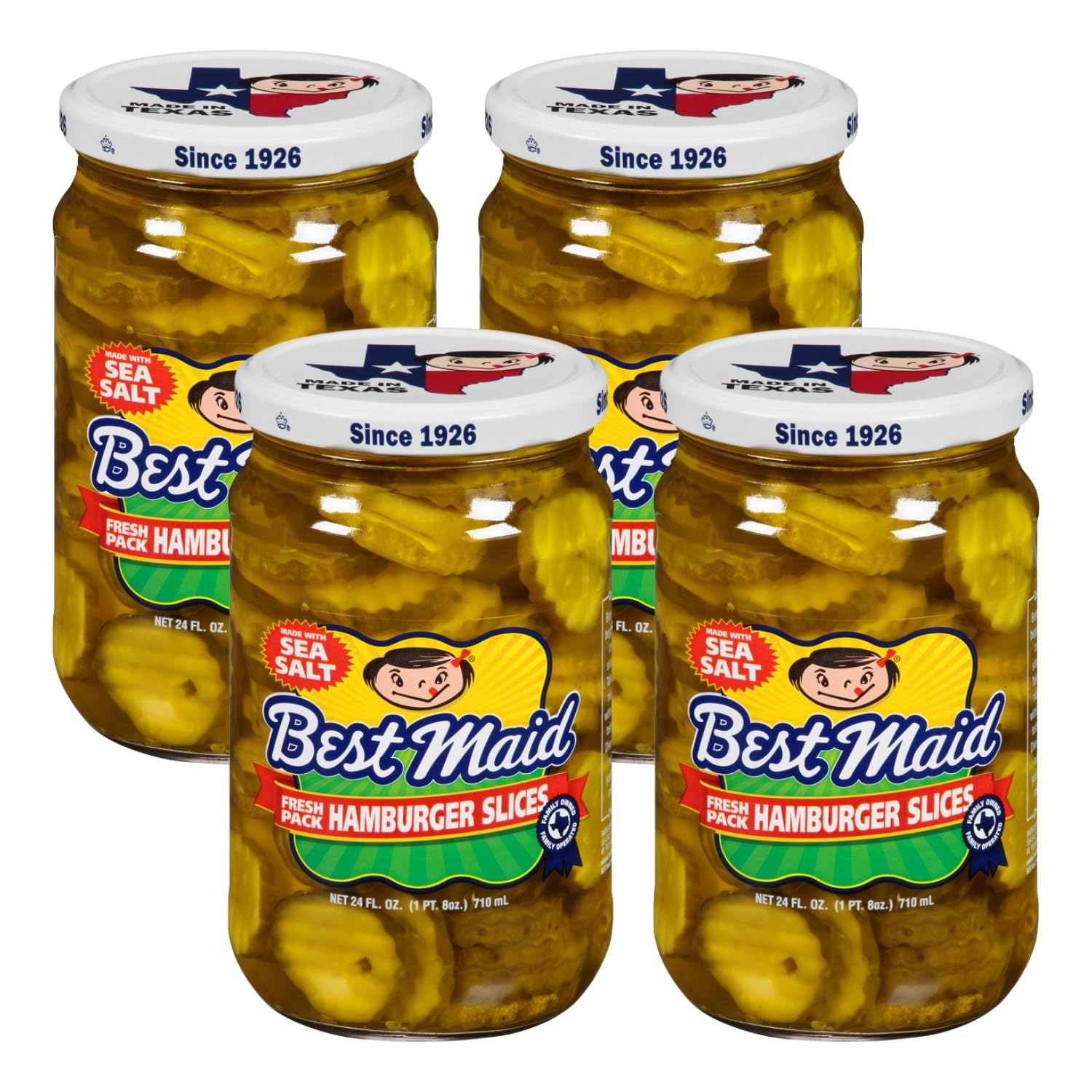 Best Maid Products 24oz Glass Jars - Dill, Kosher, Hamburger Slices & Habanero Chips - 4 Pack
