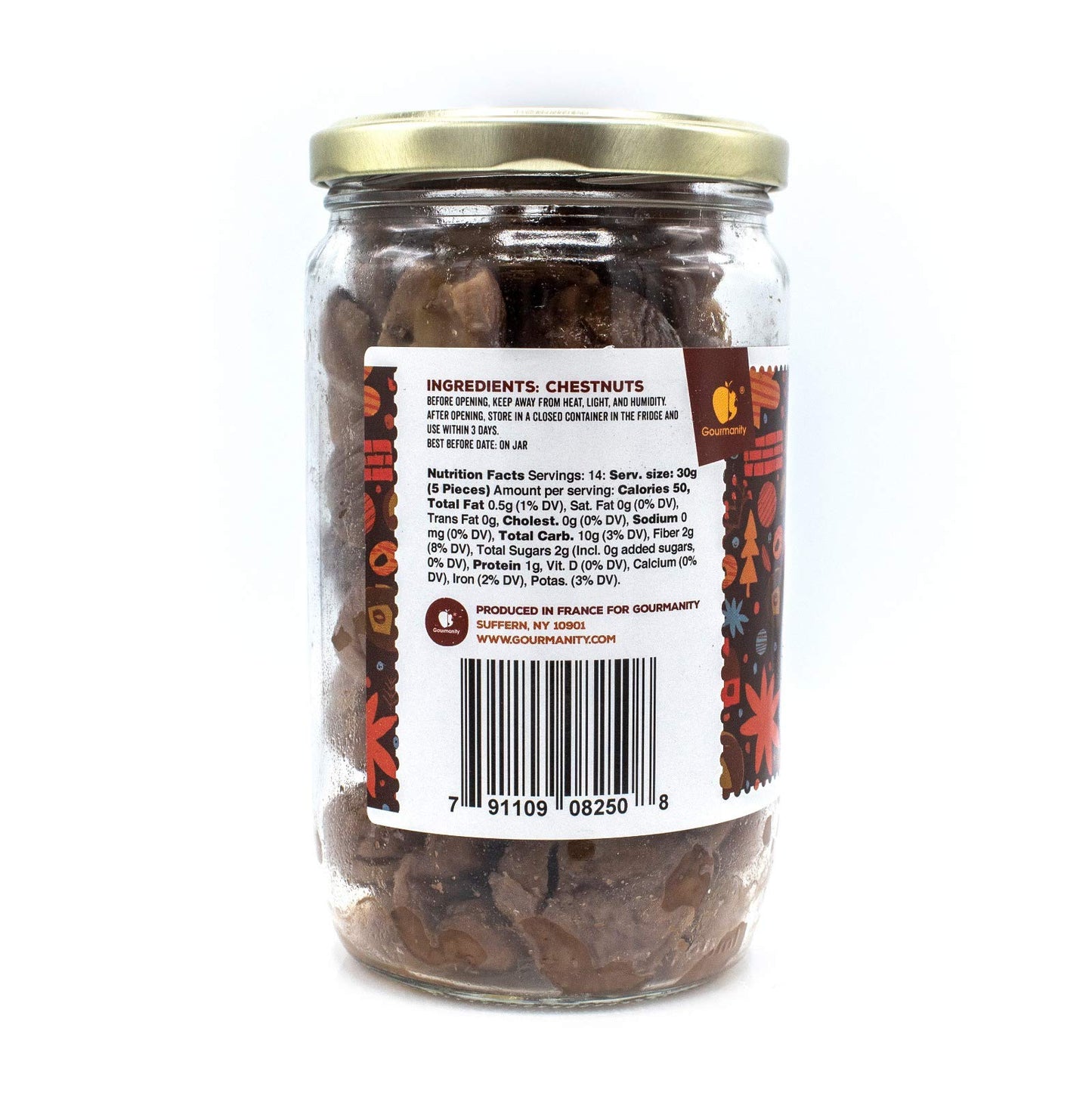 Gourmanity Chestnut Jar, Chestnuts From Ardeche, France, Whole Roasted Chestnuts Peeled And Ready To Eat, Great For Cooking, Bak