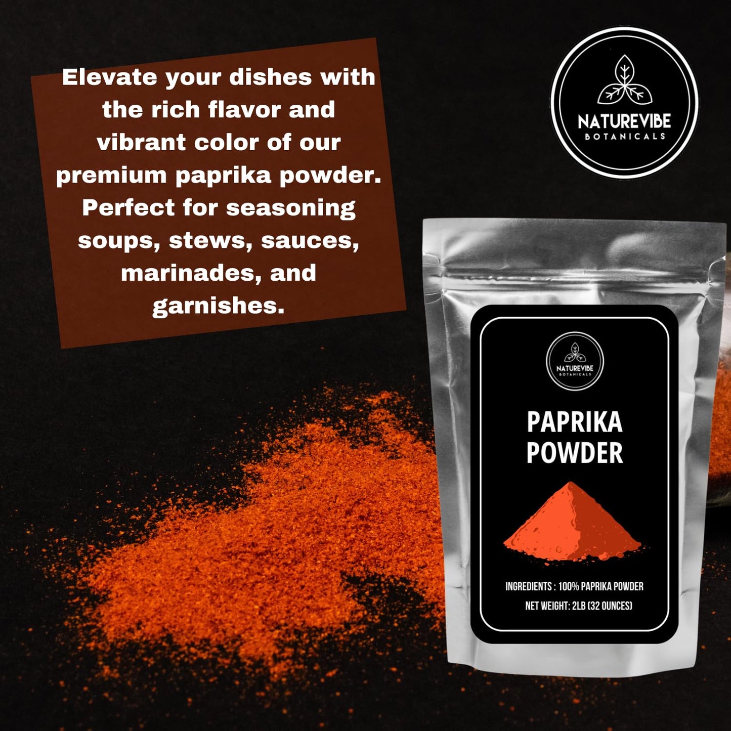 Naturevibe Botanicals Paprika Powder Ground Seasoning 2lb - Ideal for Garnishing