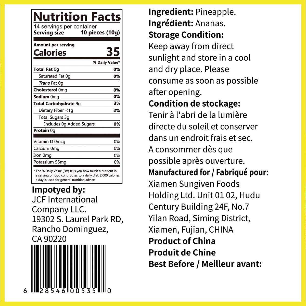 Onetang Freeze-Dried Fruit Pineapple Chips, 10 Pack Single-Serve Pack, Non Gmo, Kosher, No Add Sugar, Gluten Free, Vegan, Holiday Gifts, Healthy Snack 0.35 Ounce