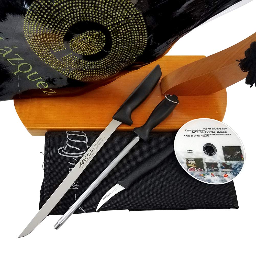 Blázquez Iberico Ham Pata Negra Shoulder 2-Year Cured 10-12 lbs with Ham Holder & Carving cutting too Set