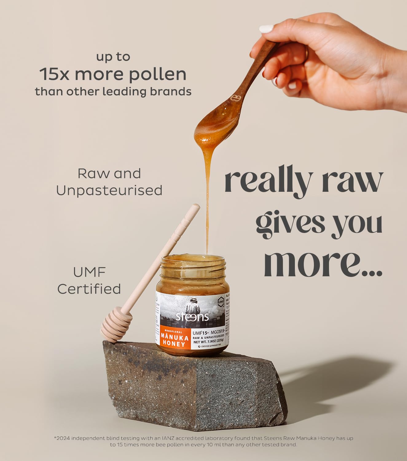 Steens Manuka Honey - Mgo 515+ - Pure & Raw 100% Certified Umf 15+ Manuka Honey - Bottled And Sealed In New Zealand - 4 X 7.9 Oz
