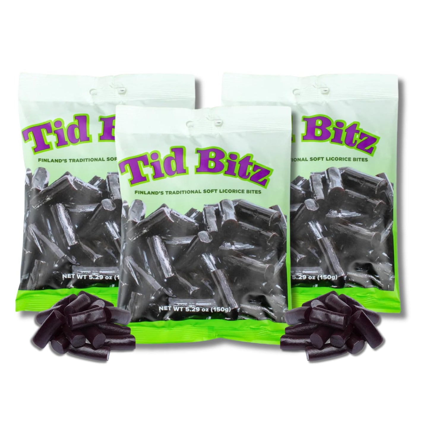 LYZAS SWEETS & TREATS Tid Bitz Soft Licorice Bites - Traditional Finnish Black Licorice - Gift Pack of 3, 5.29 oz. Bags