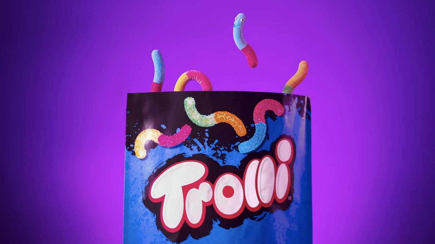 Trolli Sour Brite Crawlers, Very Berry, Sour Gummy Worms, 28.8 Ounce Resealable Bag (Pack of 4)