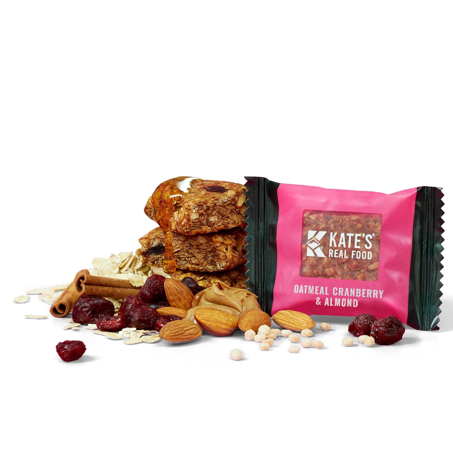 Kates Real Food Organic Energy Bars Oatmeal Cranberry & Almond (1.1 oz  Pack of 24)  Non-GMO  All-Natural Ingredients  Gluten-Free and Soy-Free Healthy Snack with Natural Flavors
