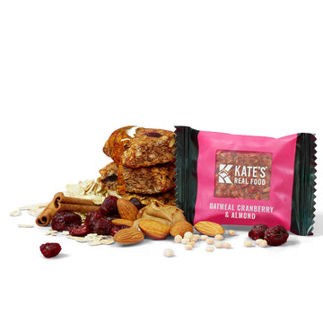 Kates Real Food Organic Energy Bars Oatmeal Cranberry & Almond (1.1 oz  Pack of 24)  Non-GMO  All-Natural Ingredients  Gluten-Free and Soy-Free Healthy Snack with Natural Flavors