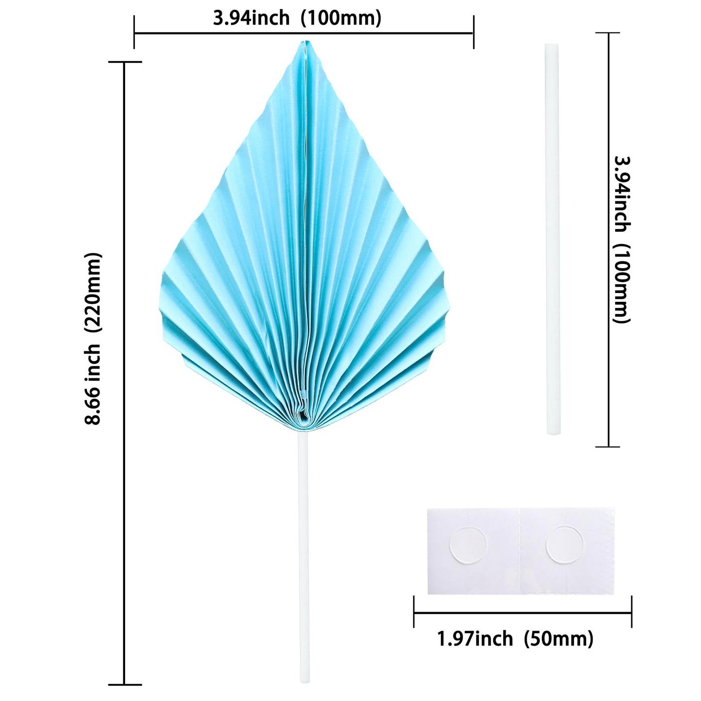 Gyufise 6Pcs Paper Palm Fan Cake Toppers - Palm Leaf Fan & Spear Leaf Cupcake Toppers - Cake Insert Decoration For Diy Craft Pro