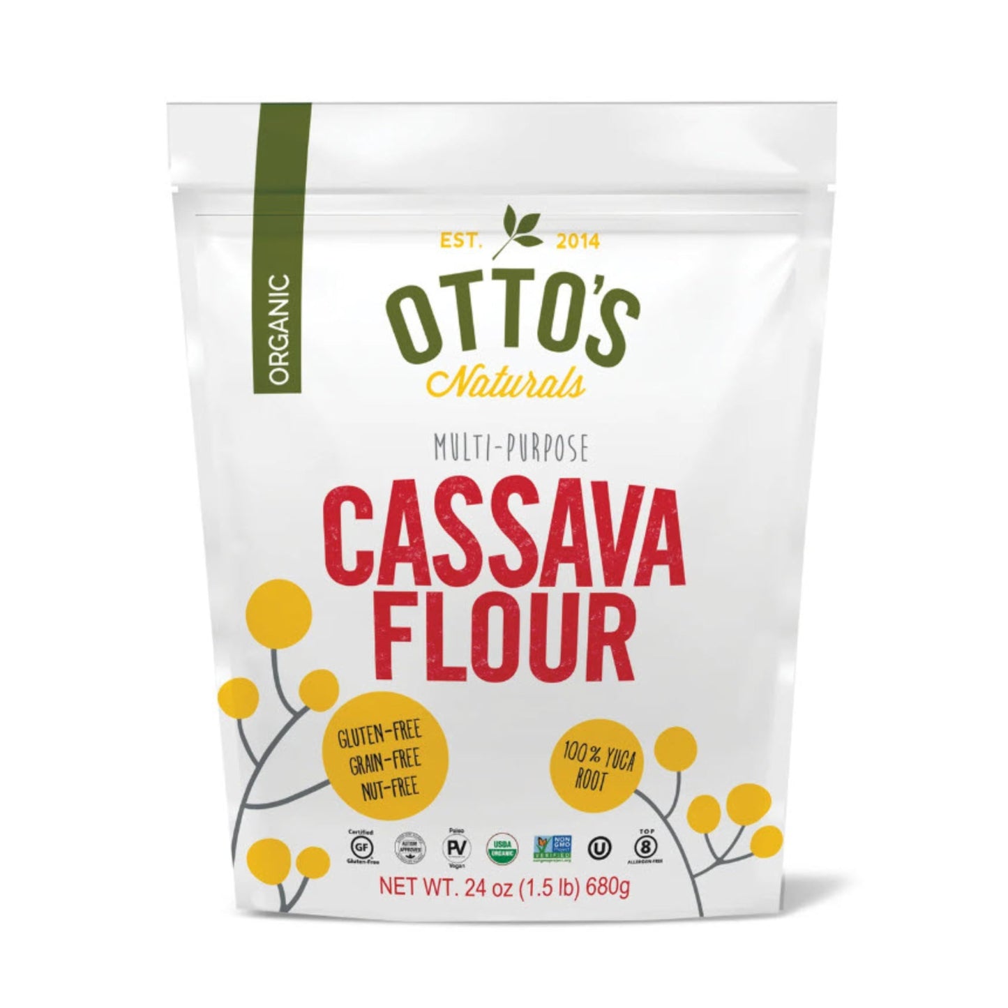 OttoS Naturals Organic Multi-Purpose Cassava Flour, Gluten-Free, Grain, Nut And Gum-Free, 1-To-1 Wheat Alternative, Paleo, Aip,