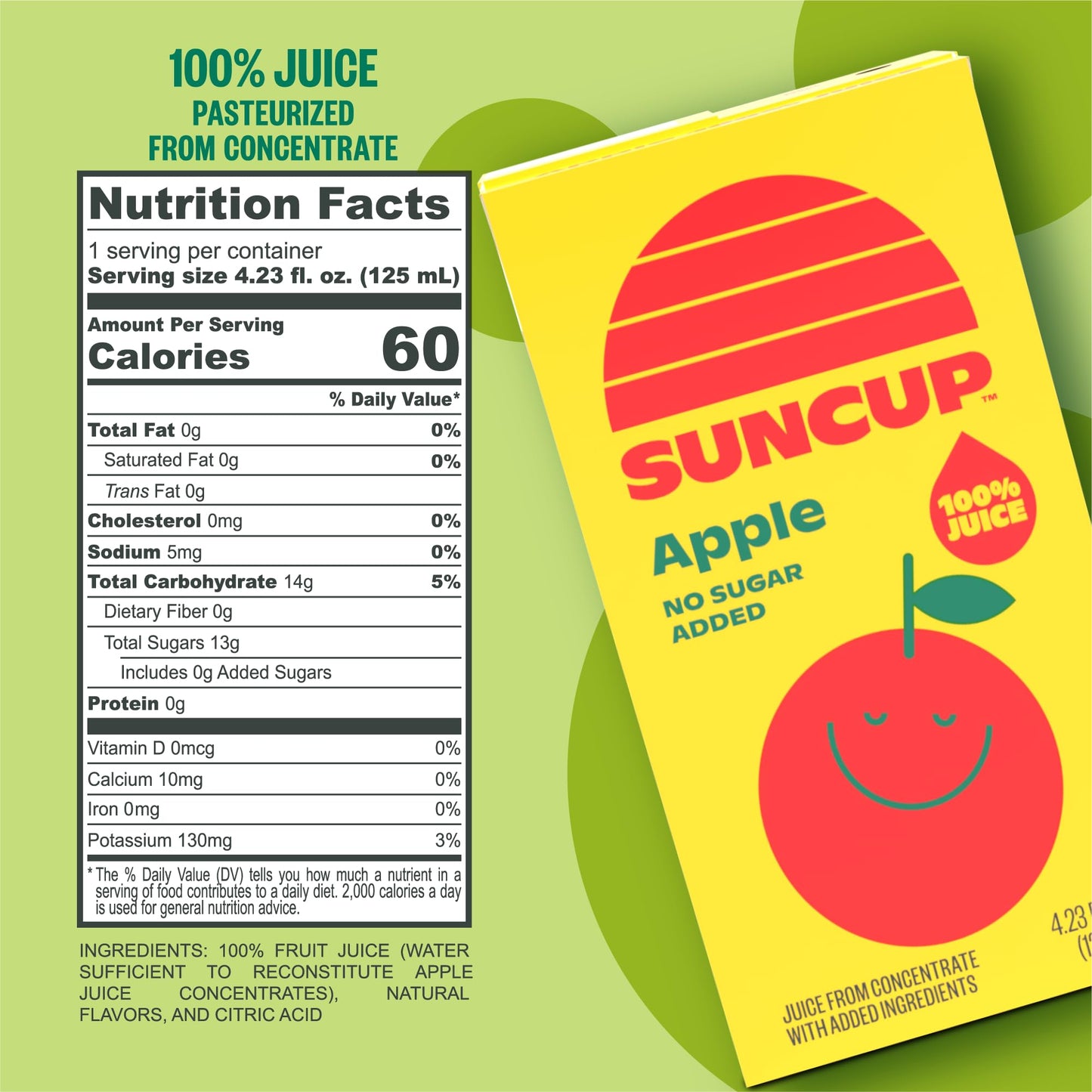 SunCup Juice - Apple Juice (40 Pack) 4.23 oz Juice Box with Straw | No Sugar Added Apple Blend for Kids, Bulk Pack for School Lu