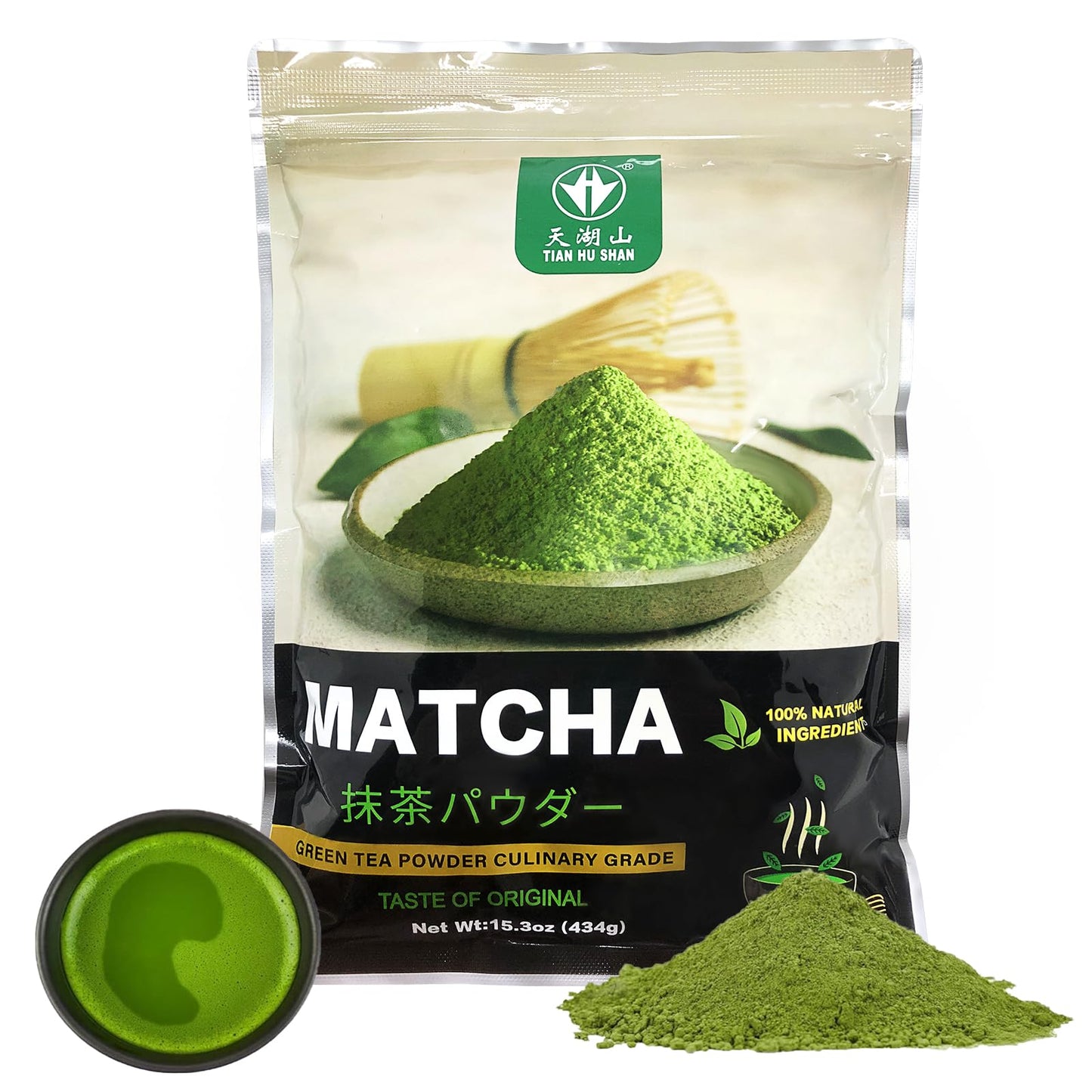 Tian Hu Shan Matcha Green Tea Powder 1 Lb/16Oz/454G, Starter Matcha Culinary For Lattes, Cooking, Baking