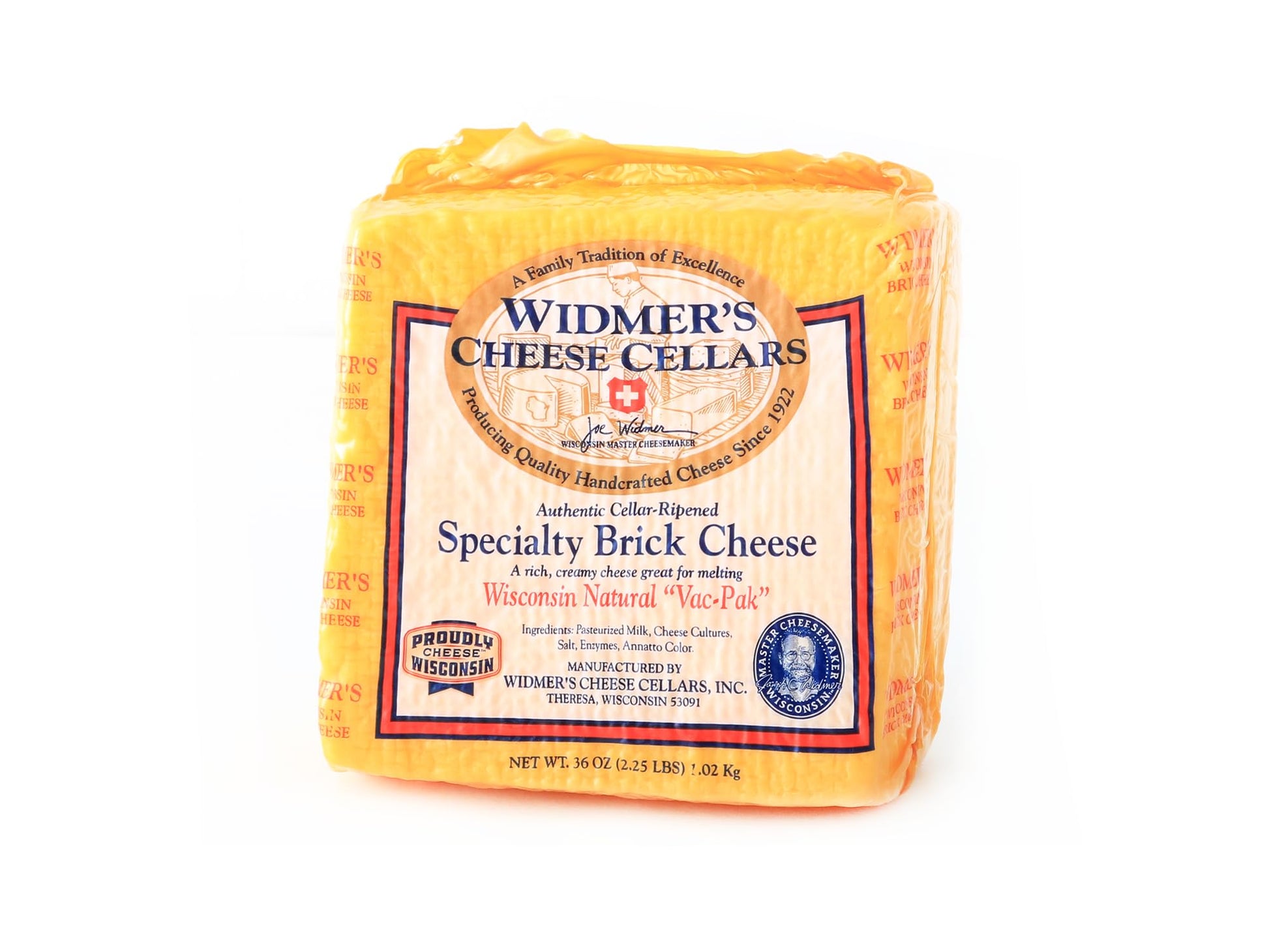 Wisconsin Cheese Mart Brick Cheese - Buttery & Creamy - 2.25 lb Half Loaf - Ideal for Detroit Style Pizza