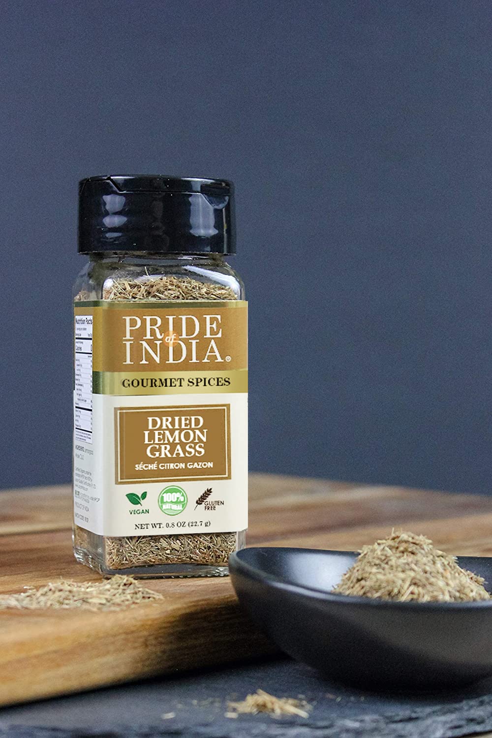 Pride Of India - Natural Lemongrass Fine Cut & Sifted - 0.8 Oz (22.7 Gm) Small Dual Sifter Jar -Certified Pure And Authentic Ind