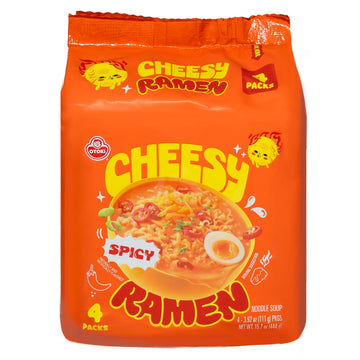Cheesy Ramen - Spicy Cheddar Soup Ramen | Bold, Cheesy Heat, Korean-Style Spice | 3.92 oz (Pack of 8)