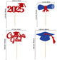 Gyufise 24Pcs Congrats Grad 2025 Cupcake Toppers Blue Red Graduation Cap Diploma Cake Decorations