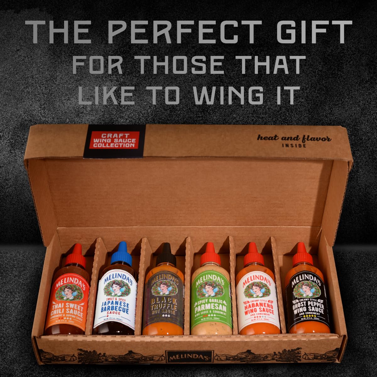 Melindas Craft Wing Sauce Gift Set - 6 Flavors, 12 oz Each, 6 Pack
