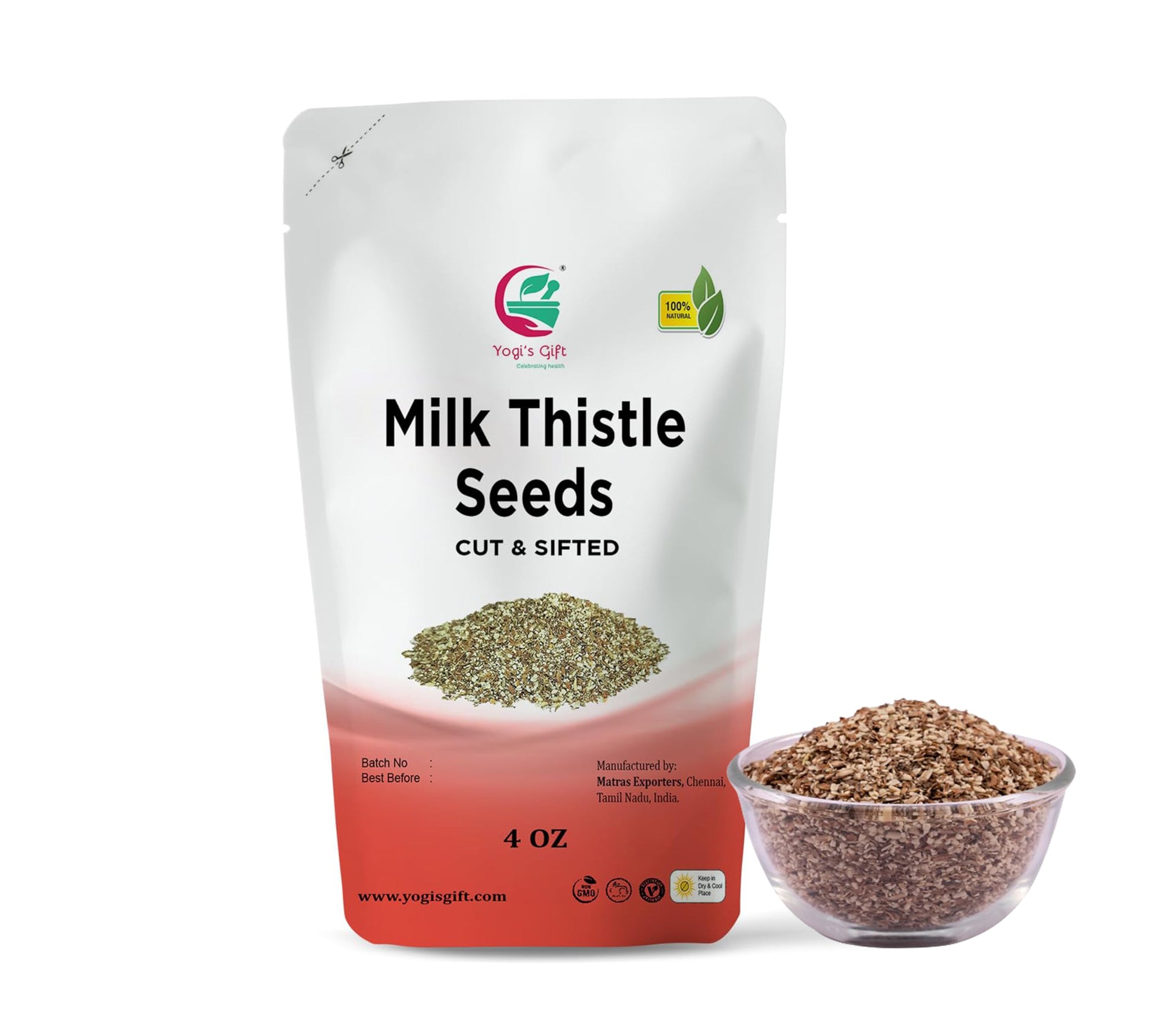 Milk Thistle Tea (Seeds) 4Oz | Promotes Liver Health | Loose Bulk Bag | By Yogis Gift®