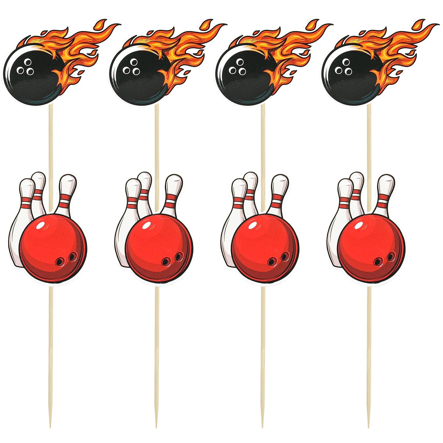 Gyufise 36Pcs Bowling Cupcake Toppers Sport Bowling Party Cupcake Picks Bowling Alley Themed Birthday Party Cake Decorations For