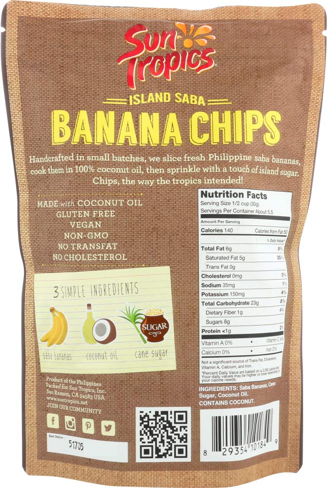 Sun Tropics Island Saba Banana Chips, 6 Oz