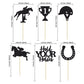 Gyufise 24Pcs Kentucky Derby Cupcake Toppers Black Glitter Equestrian Horse Cake Decorations Horse Cupcake Picks For Sports Eque