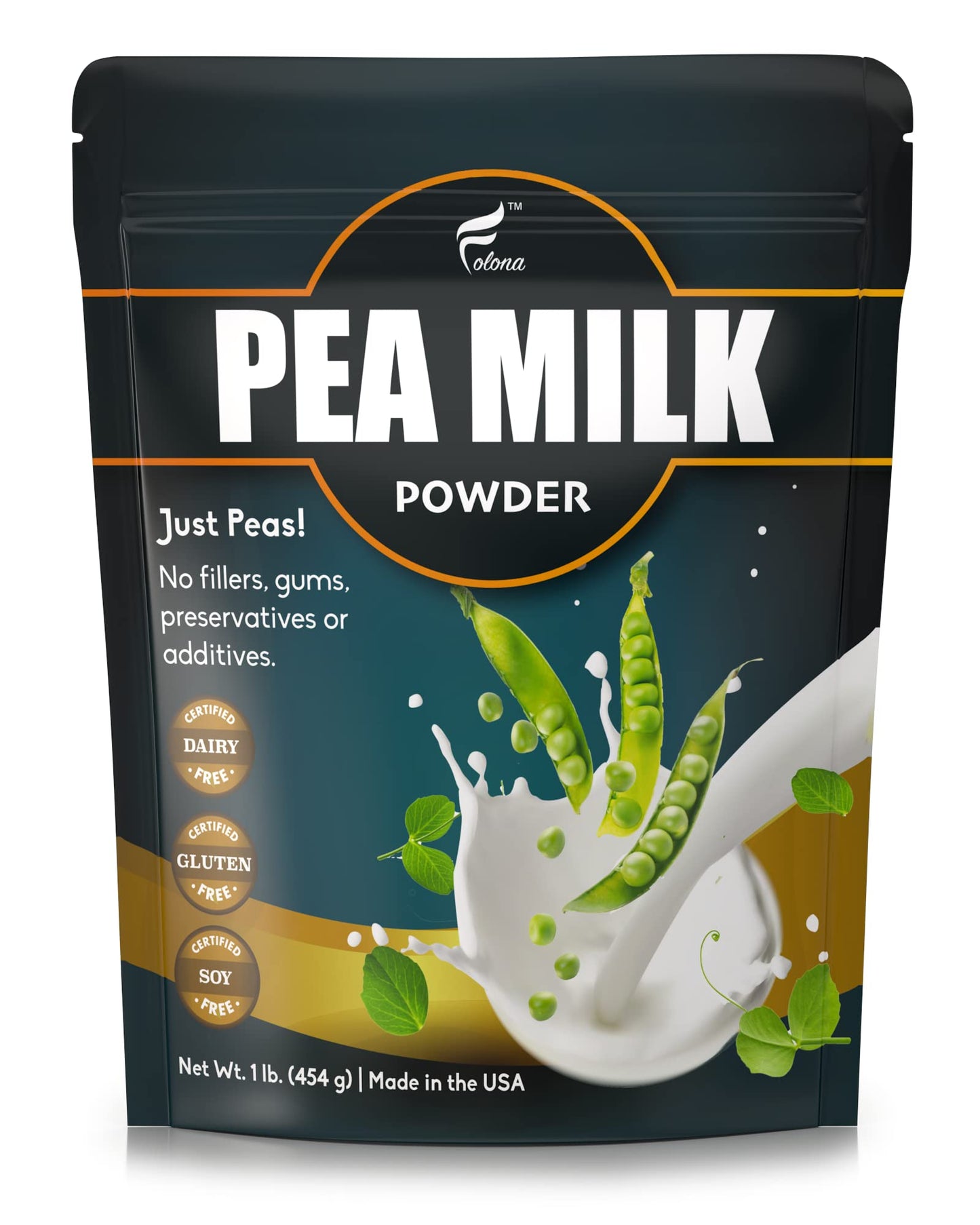 Folona Unsweetened Pea Milk Powder, Sugar Free Non-dairy Coffee Creamer. Perfect for Tea, Smothie, and Cooking - Vegan, Keto, Pa