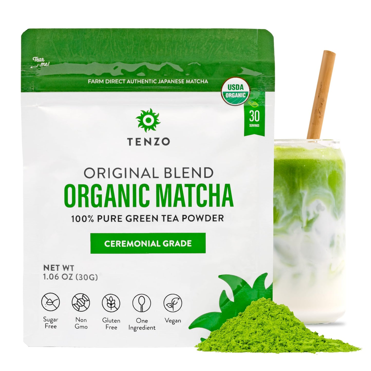 Tenzo Tea Matcha Green Powder, Organic Ceremonial Grade, 1.06 Ounce, Authentic Japanese