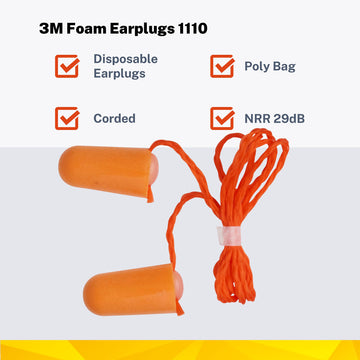 3M Nrr 29Db 1110 Ear Plug Pack Of 10
