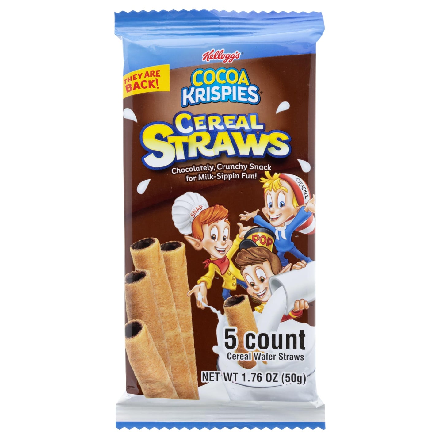 2025 Kelloggs Cocoa Krispies Cereal Straws, Birthday Party Favors, Chocolate Edible Breakfast Straw, 5 Count, (3 Pack)