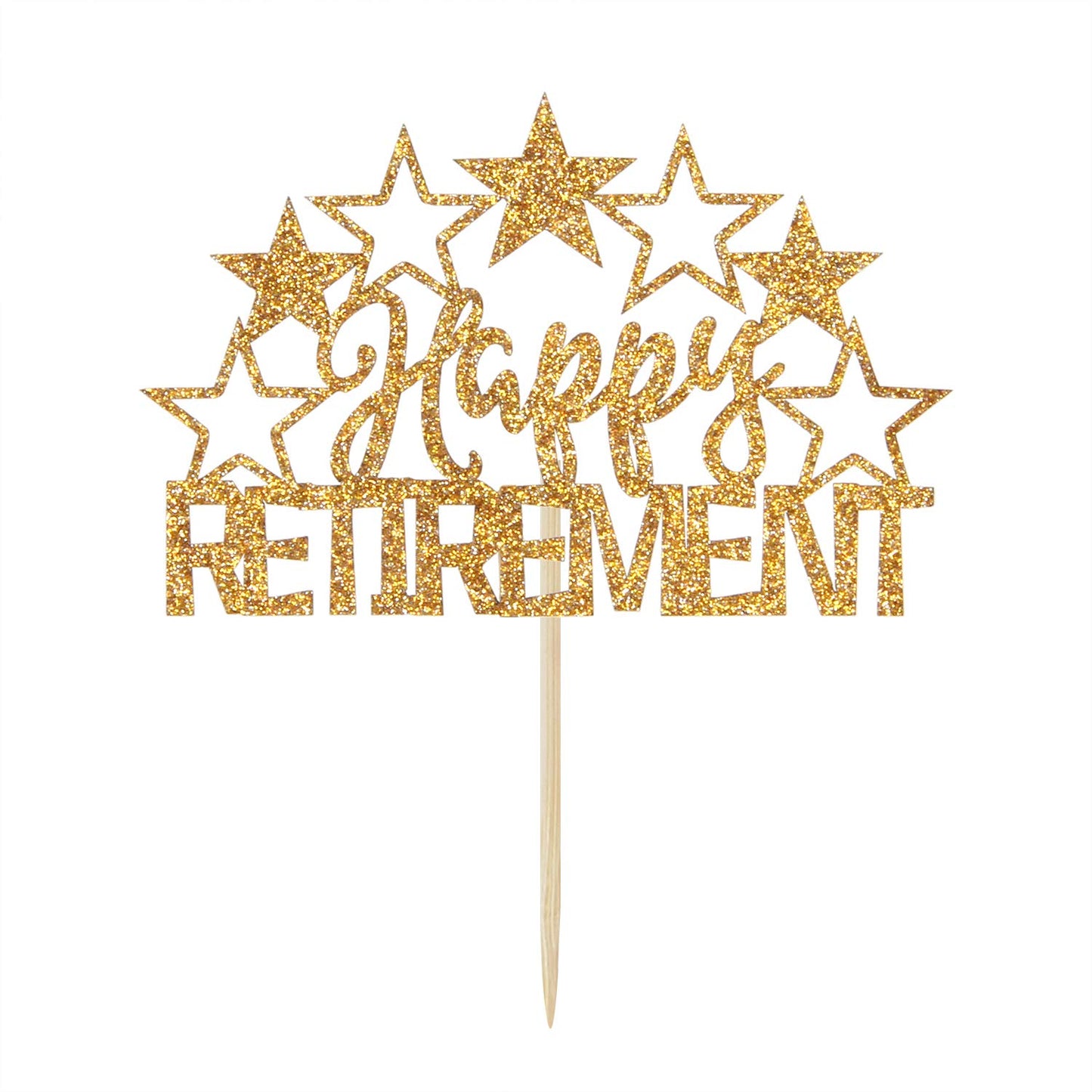 Happy Retirement Cake Topper - I'M Retired Cake Decor - Retirement Party Decorations Supplies For Men Or Women, Gold Glitter