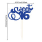1Pc Sweet 16 Cake Topper Deep Blue Glitter 16Th Birthday Cake Pick Decorations For Cheers To 16 Years Old 16Th Birthday Party Ca