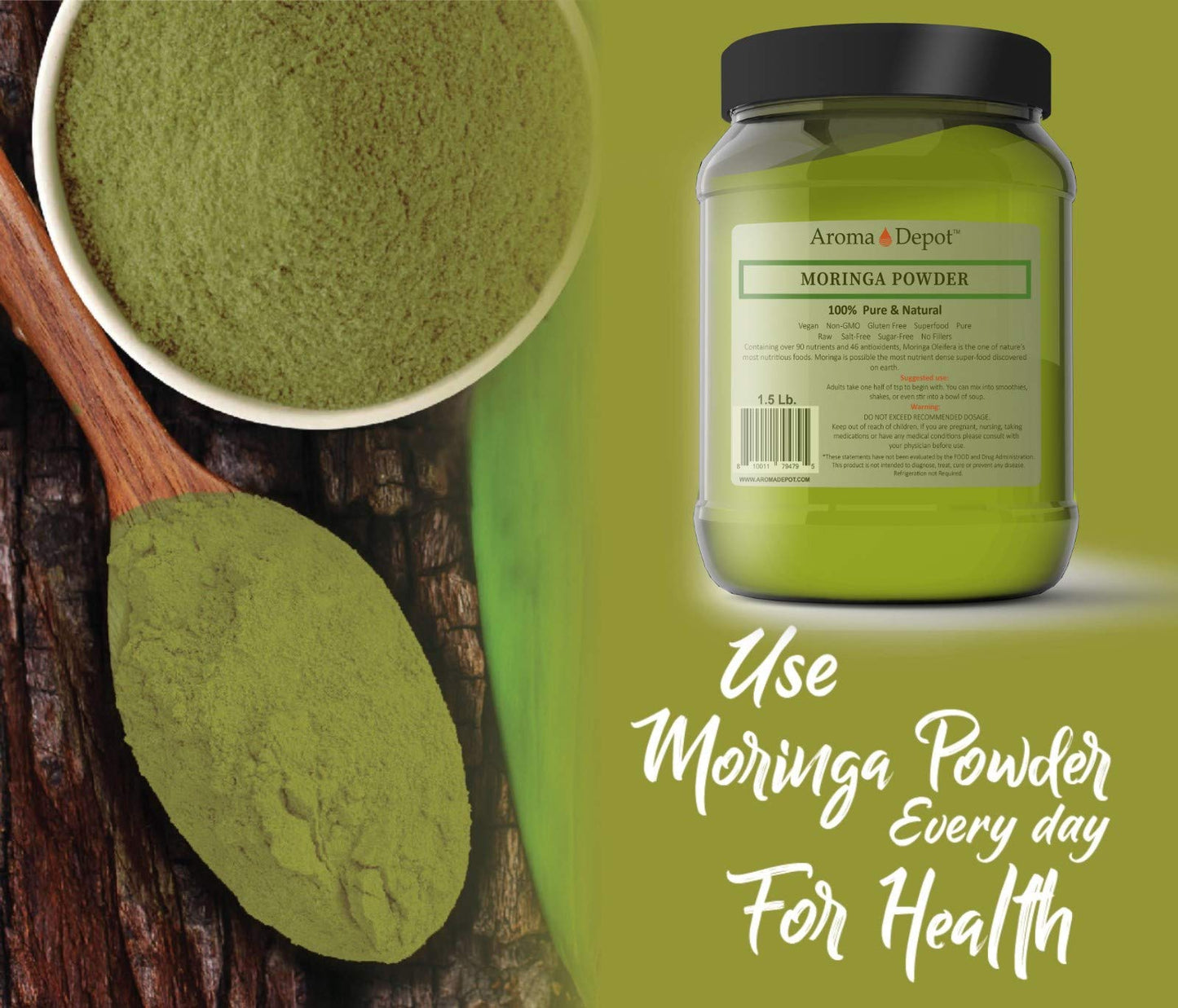 5 Lbs. Moringa Powder. Raw Natural Keto, Vegan, Rich In Vitamin C - Recommended For Use In Food, Tea, Juice, Or Coffee - Non-Gmo