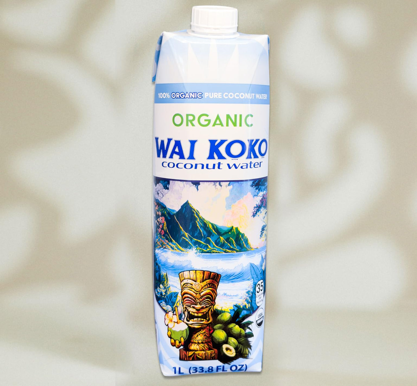 Wai Koko Organic Coconut Water, 1L (Pack of 6), 33.8 Fl Oz Each