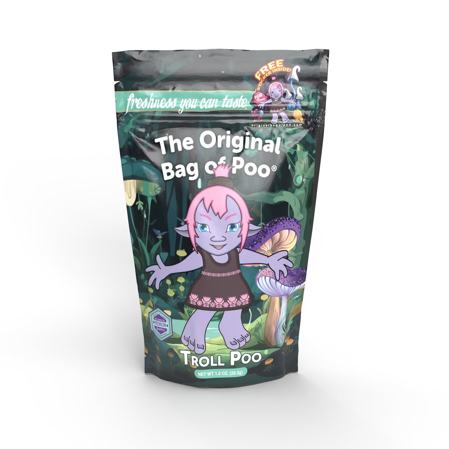 The Original Bag Of Poo®, Troll Poo (Grape Flavored Cotton Candy) Novelty Poop Gag Gift (1 Oz. Single Bag), Free Sticker Inside.
