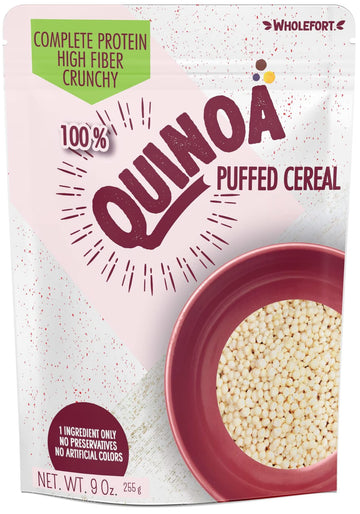 Puffed Quinoa Cereal + Nothing - Vegan - Gluten Free - Non-GMO - [11 oz] Try Quinoa Pops as Snacks - Cereal - Salad Topper for S