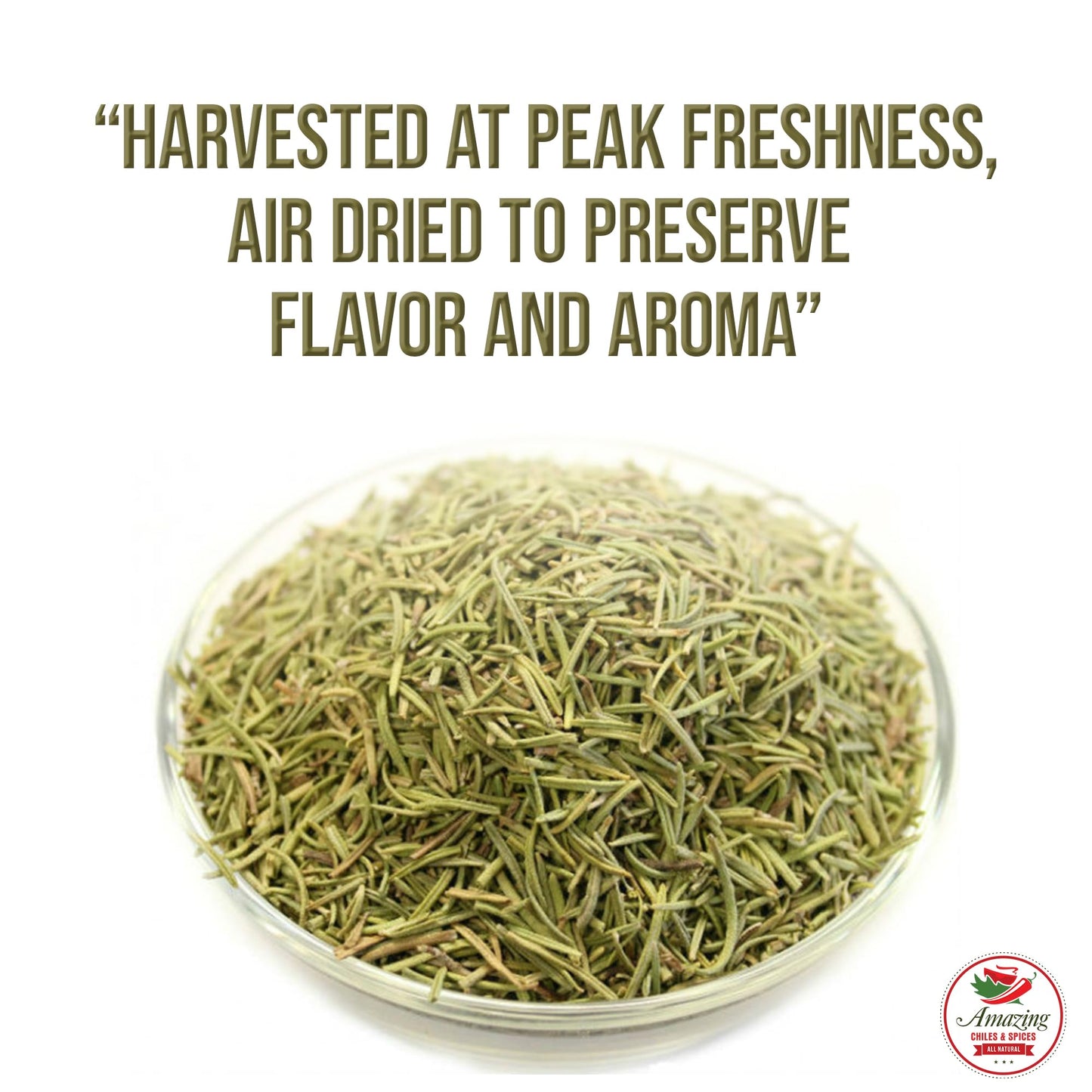 Dried Rosemary Leaves  3 oz. enhanced All Natural Herbs and Spices for Meat  Fish  Oils  Dips  Tea. Farm Fresh  Rich Savory Flavor by Amazing Chiles & Spices