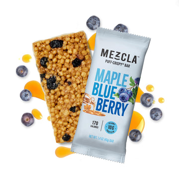 Mezcla Puff-Crispy Protein Bar, Maple Blueberry, Vegan, Gluten Free, Plant Protein Energy Bar