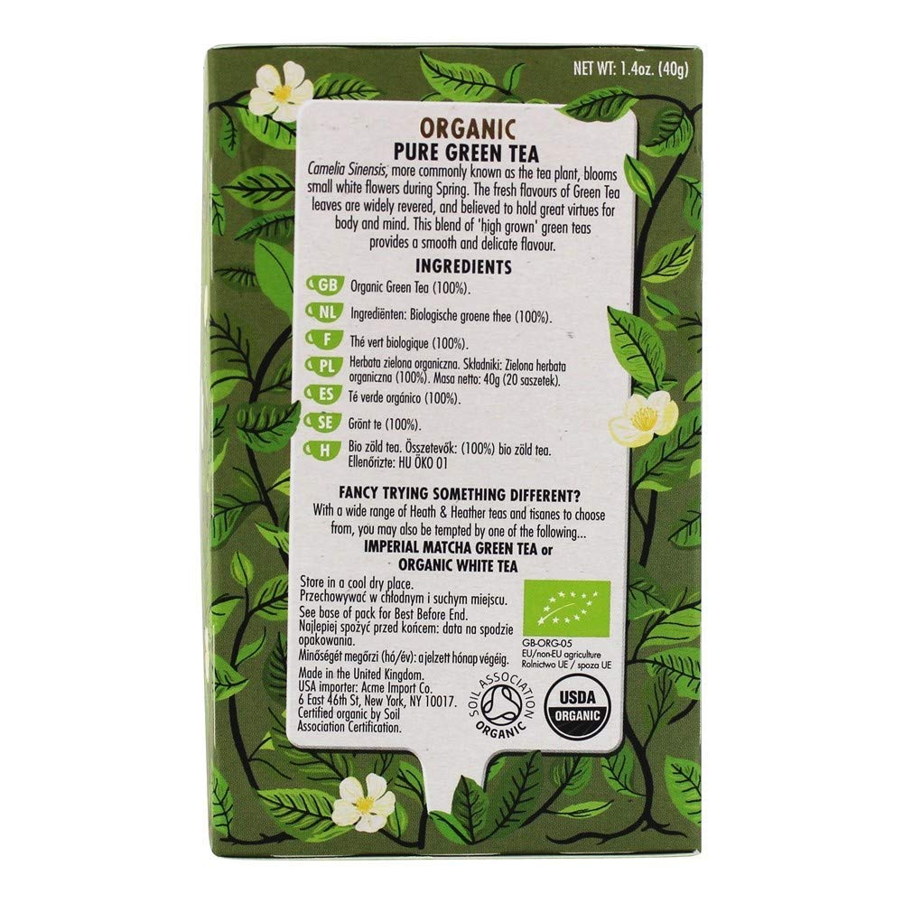 Heath & Heather Tea Pure Green Organic 20 Count