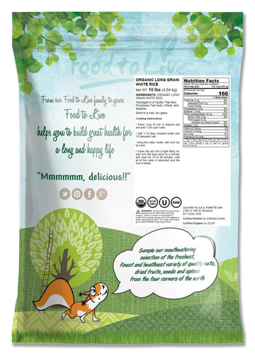 Food To Live Organic Long Grain White Rice, 10 Pounds - Non-Gmo, Vegan, Kosher. Easy To Cook. Stays Separate And Fluffy. Low In