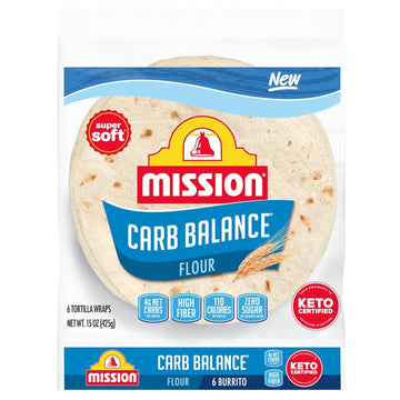 Mission Carb Balance Flour Tortillas, Burrito Size, 6 Count - 2 Pack