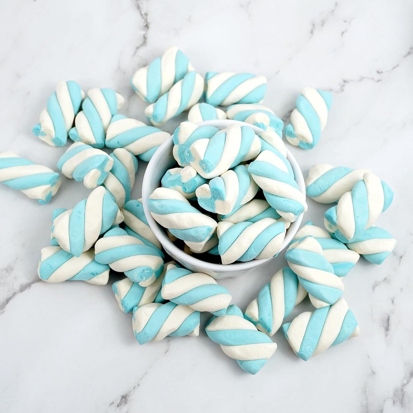 The Hampton Candy Company Blue & White Marshmallow Twists, 8.8 Oz Bag - Bulk Blue Candy Treats