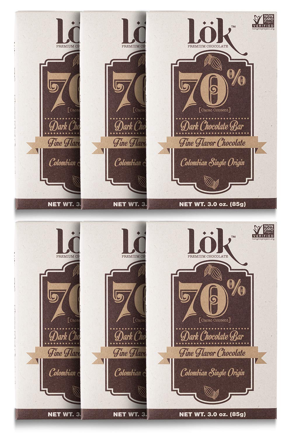 Lok Dark Chocolate Bar 70% Cacao | Fair Trade, Non GMO, Kosher, Gluten Free, Vegan, Bean-to-Bar, Paleo, Ethically Sourced Lk | 3