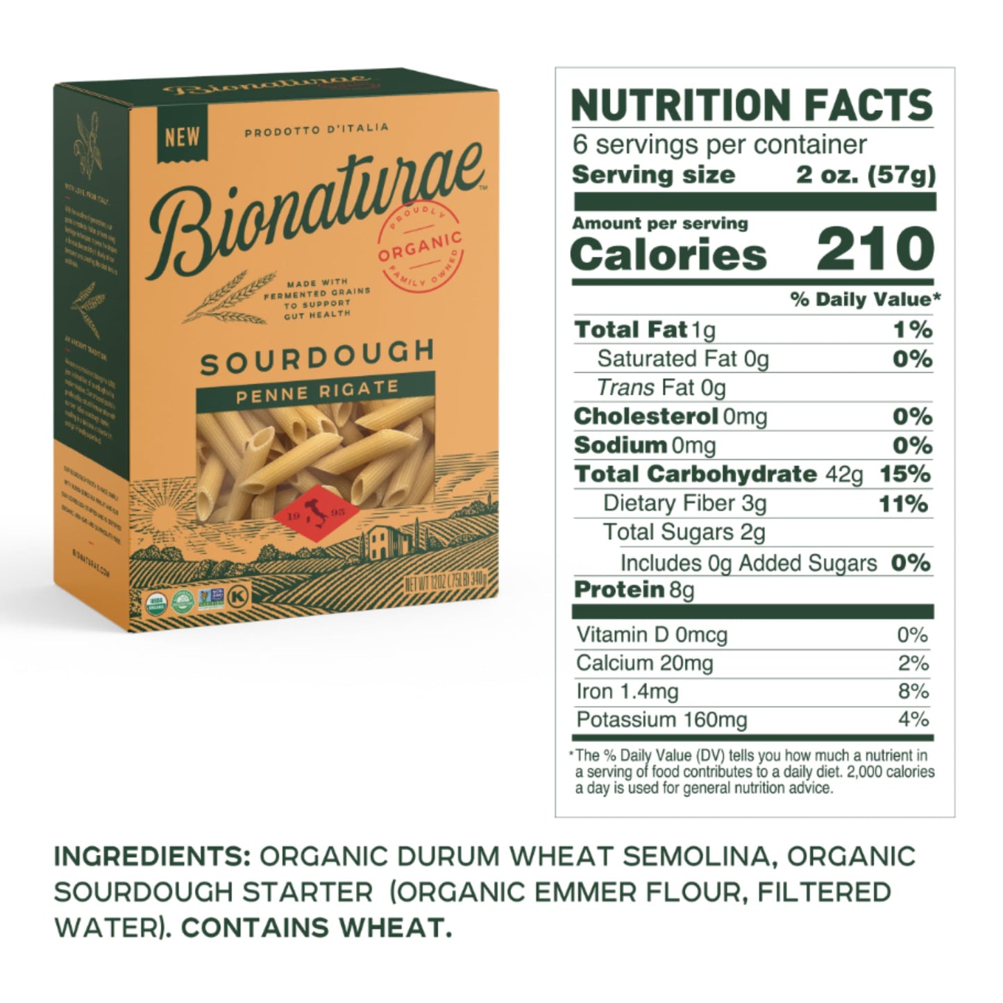 Bionaturae Sourdough Organic Penne Pasta - Organic Pasta, Pasta Penne, Pasta Noodles, Penne Pasta Noodles, Dried Pasta, Penne No