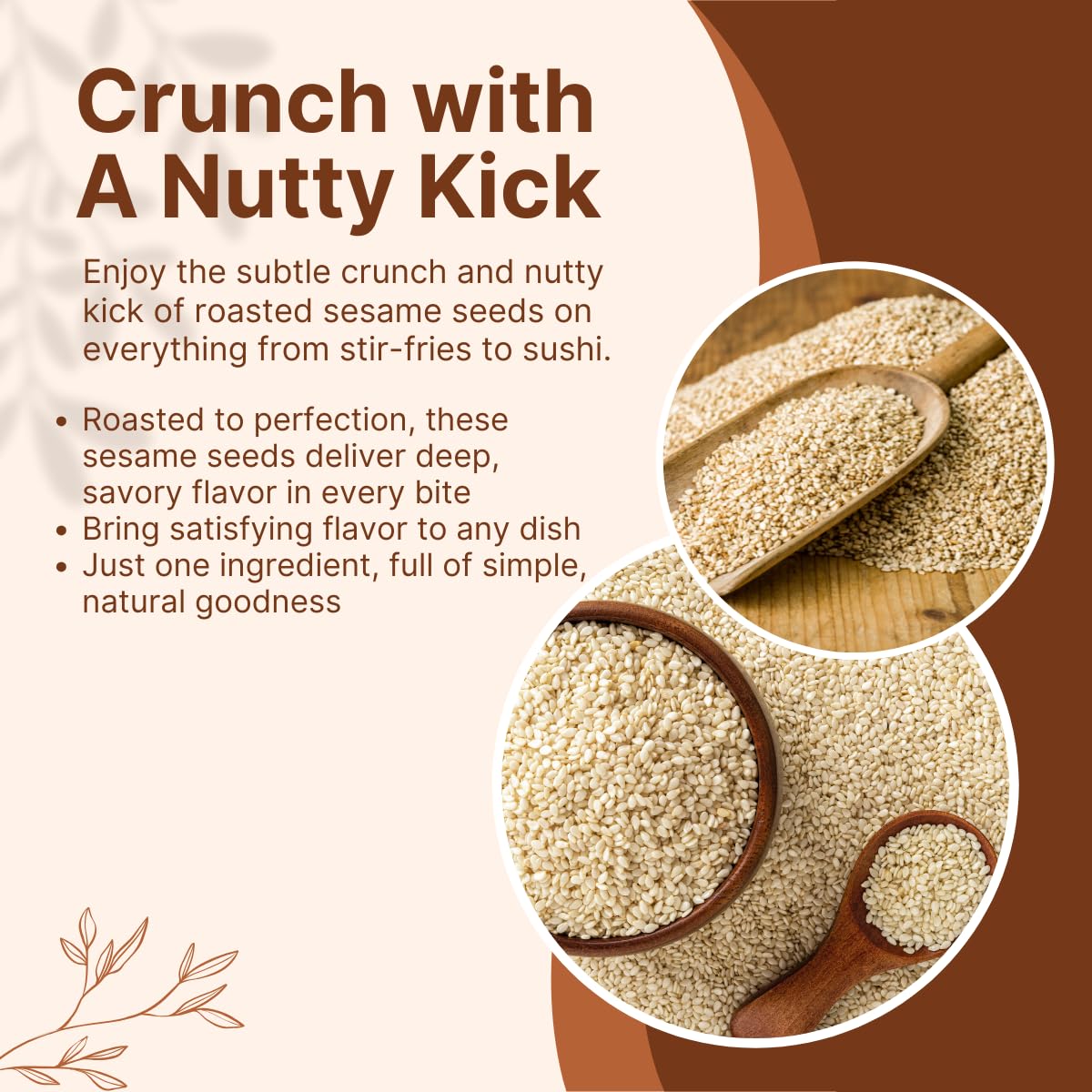 Asiatic Dishes Toasted White Sesame Seeds, Whole Roasted, Crunchy, 7oz Bottle