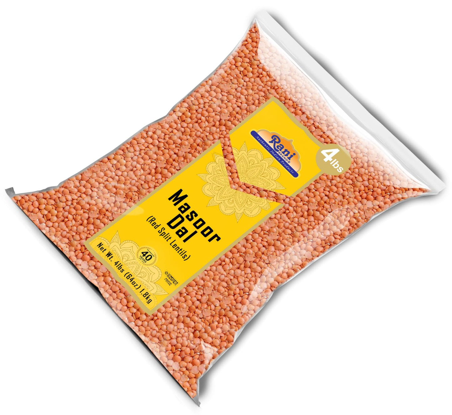 Rani Masoor Dal (Indian Red Lentils) Split Gram, 64oz (4lbs) 1.81kg Bulk ~ All Natural | Gluten Friendly | NON-GMO | Kosher | Ve