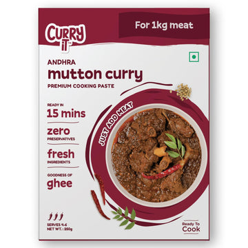 CURRYiT Instant Andhra Mutton Curry Paste | Just Add Mutton, Chicken, Fish | Ready in 15-30 Mins | Serves 4-6 | Made with Ghee |