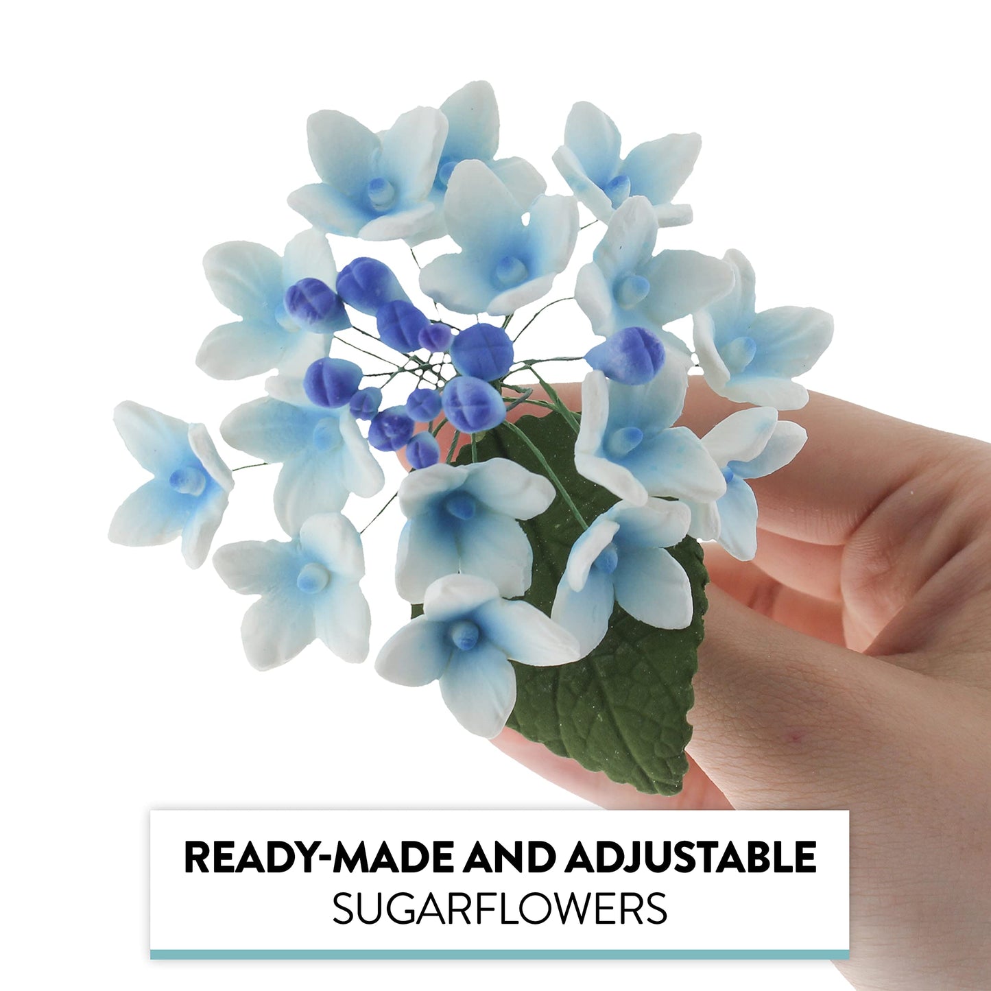 Global Sugar Art Hydrangea Blossoms Spray Sugar Cake Flowers, Blue/Purple, 4 Count By Chef Alan Tetreault