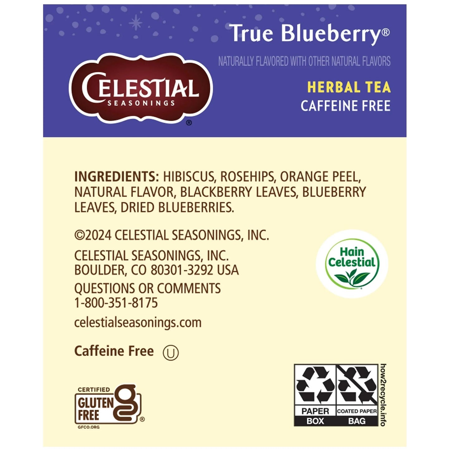 Celestial Seasonings Herb Tea True Blueberry 20 Bag (Pack Of 2)