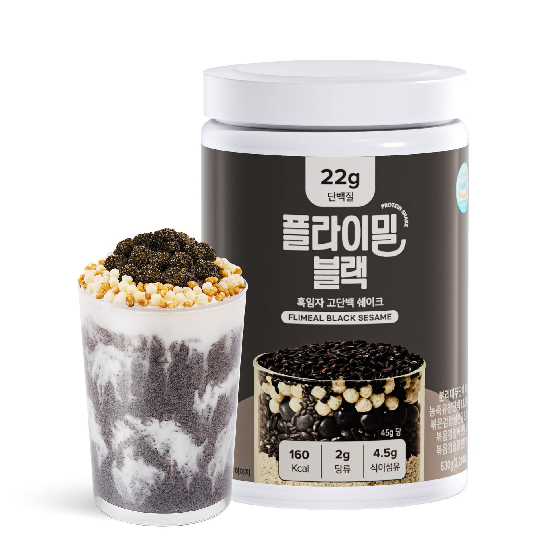 Flimeal Black Sesame Protein Shake  22G Protein  Low Sugar  Keto-Friendly Meal Replacement Shake  22.22Oz  14 Servings  With Crunchy Protein Crisps