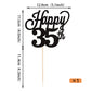 YCTHUNFISH 35th Birthday Cake Topper Black Glitter Bamboo Decoration for 35 Years Old Party Supplies