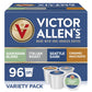 Victor Allens Coffee Variety Pack, Single Serve Pods, 96 Count, Kona Blend, Italian Roast, Seattle Dark, Caramel Macchiato, Brown